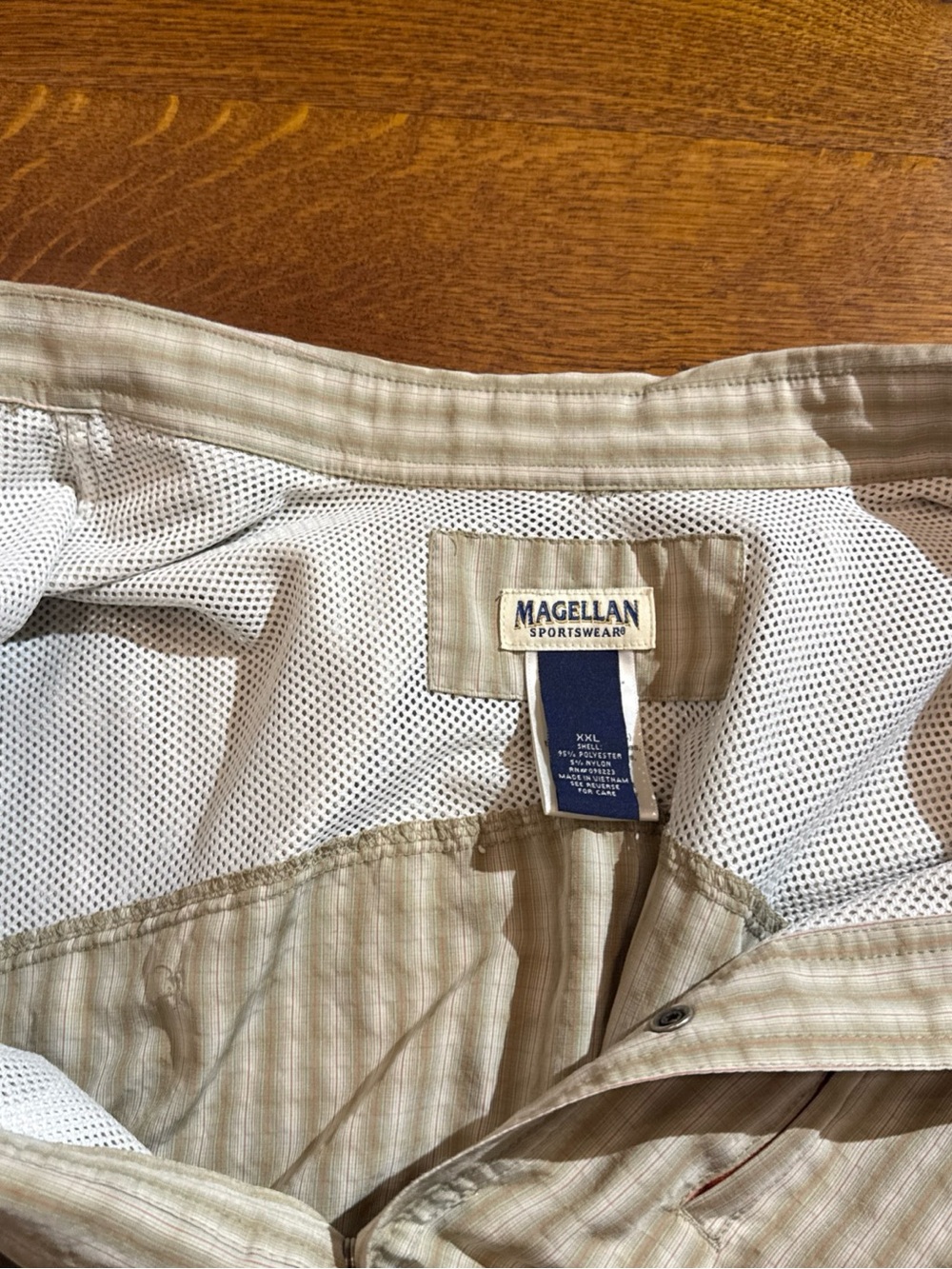 Magellan‎ Outdoors Beige Striped Long-Sleeve Button-Down Shirt - Picture 6 of 6